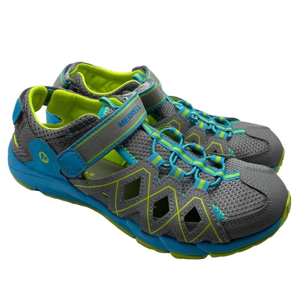 Merrell Hydro Quench Grey/Turquoise Leather/Mesh Outdoor Shoes Youth Kids US 5 M